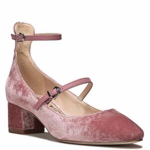 Sam Edelman Pink Velvet Block Heel Shoes